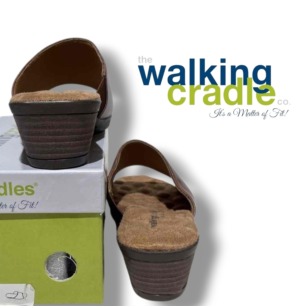 The Walking Cradle Co Brown Leather Open-Toe Kerry Wedge Mule Women's US Sz 10½W - Picture 5 of 8